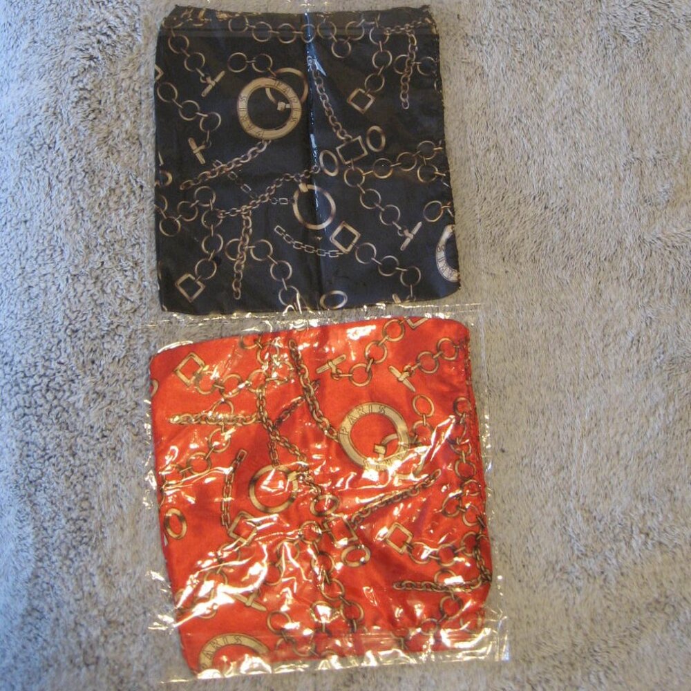 Vintage Style Chain Link Bag Twilly Scarf, Red Blue or Black, New.